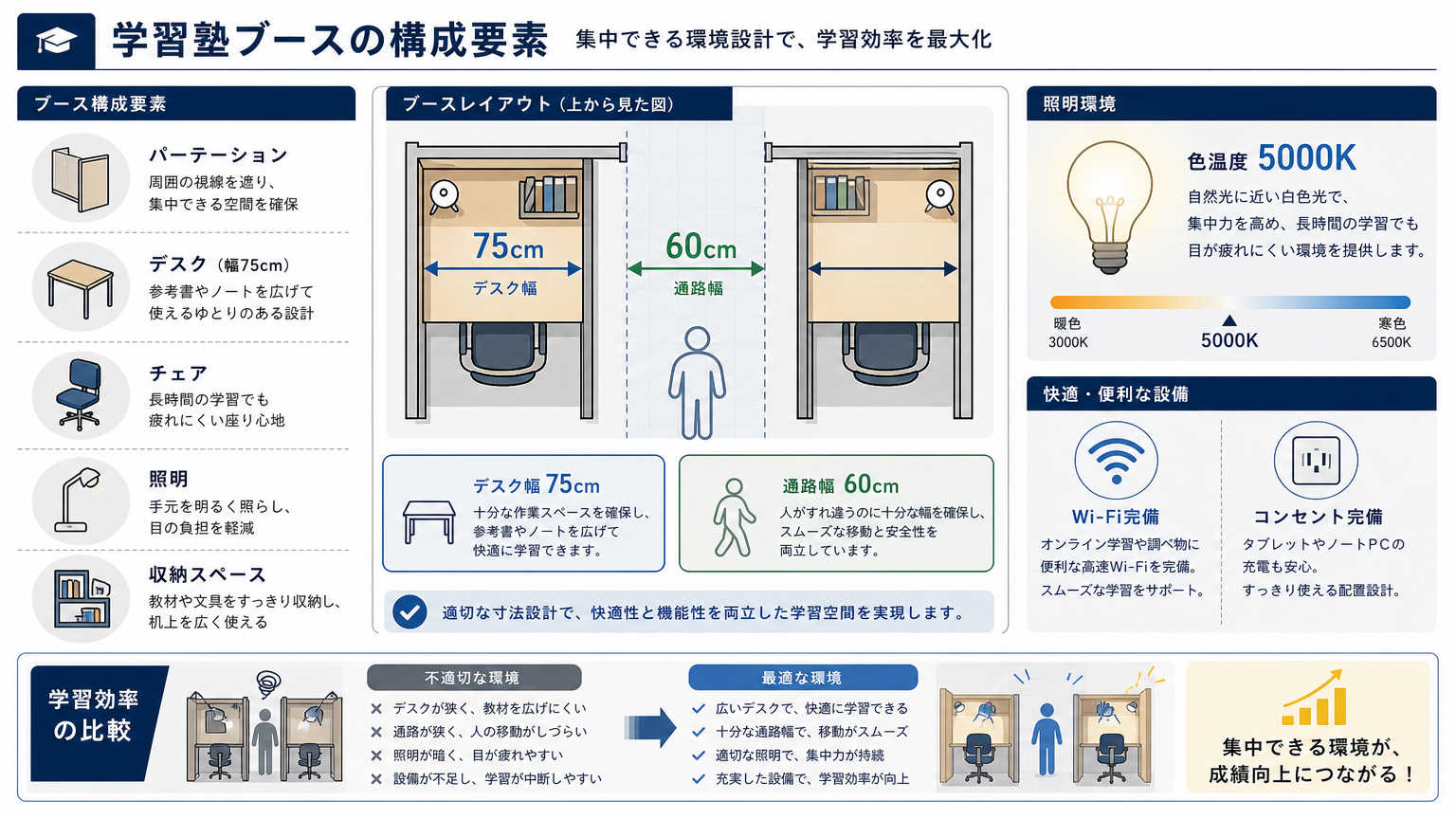 学習塾のブース設計に必要な構成要素